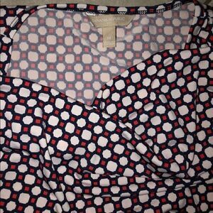 Banana Republic red white geometrical blouse
